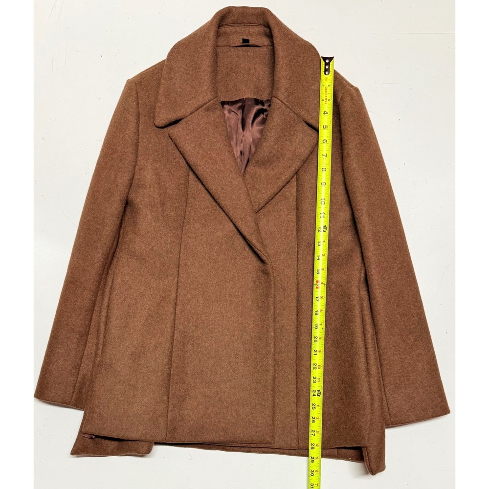 COS Brown Wool Alpaca Blend Double Breasted Pea Coat Jacket Womens Size 12